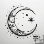 Tattoo sketch, small crescent moon with faint… – style Jaeger Simple – tattoo sketch (14.11.2025 04:22)