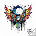 Lunar wings tearing through mist, ink illustr… – style Jaeger Mini – tattoo sketch (14.11.2025 04:27)