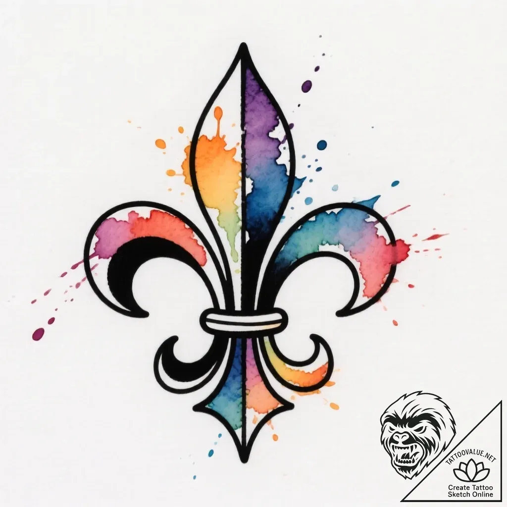 Fleur-de-lis, representing royalty, faith, an... - style Flux Inscriptions - tattoo sketch (14.11.2025 04:57)