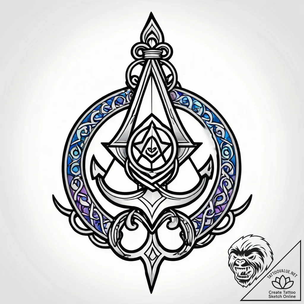 Ethereal chain circling sigil, artistic tatto... - style Jagger Old - tattoo sketch (14.11.2025 05:12)