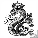 Night serpent crowned with thorns, tattoo dra… – style Flux Inscriptions – tattoo sketch (14.11.2025 05:17)