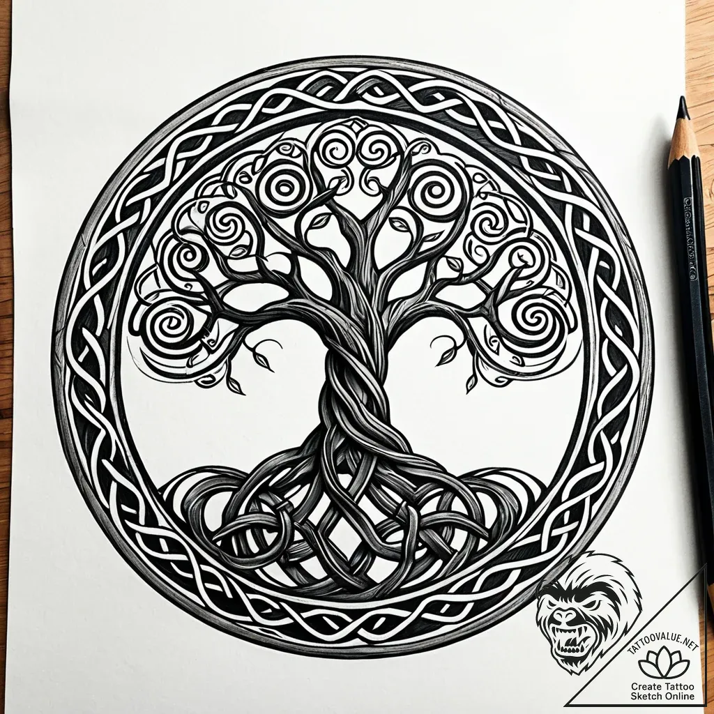 Tat tattoo sketch, celtic spiral knots weavin... - style Jaeger Simple - tattoo sketch (14.11.2025 05:22)