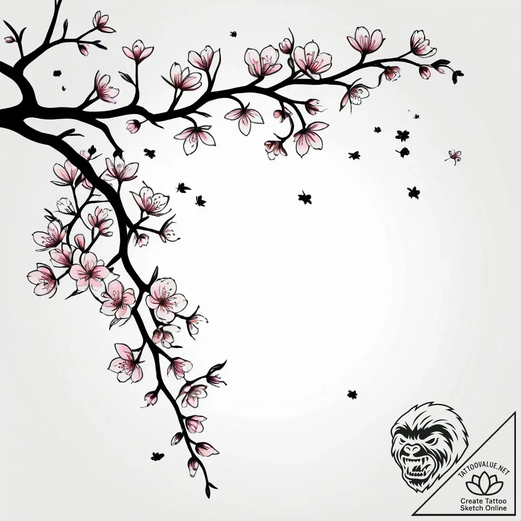 Tat tattoo sketch, traditional japanese sakur... - style Jagger Old - tattoo sketch (14.11.2025 05:32)