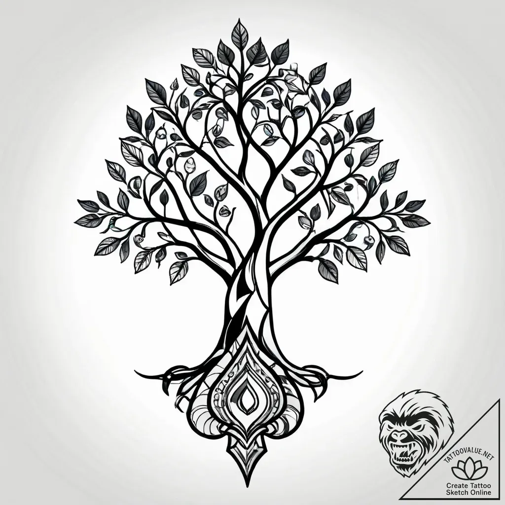 Quartz chain binding spectral tree, tattoo fl... - style Jagger Old - tattoo sketch (14.11.2025 05:52)