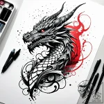 Dragon breathing a nebula instead of fire, ta… – style Jaeger Simple – tattoo sketch (14.11.2025 06:02)