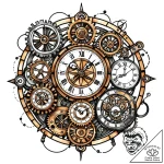 Time traveler’s watch, with multiple dials fo… – style Jaeger Mini – tattoo sketch (14.11.2025 06:07)