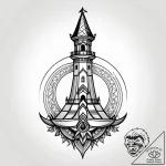 Temple spire breaking through mist, tattoo fl… – style Jagger Old – tattoo sketch (14.11.2025 06:12)