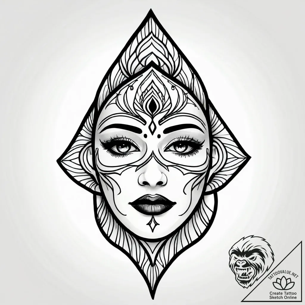 Cracked porcelain mask with a single black te... - style Jagger Old - tattoo sketch (14.11.2025 06:32)