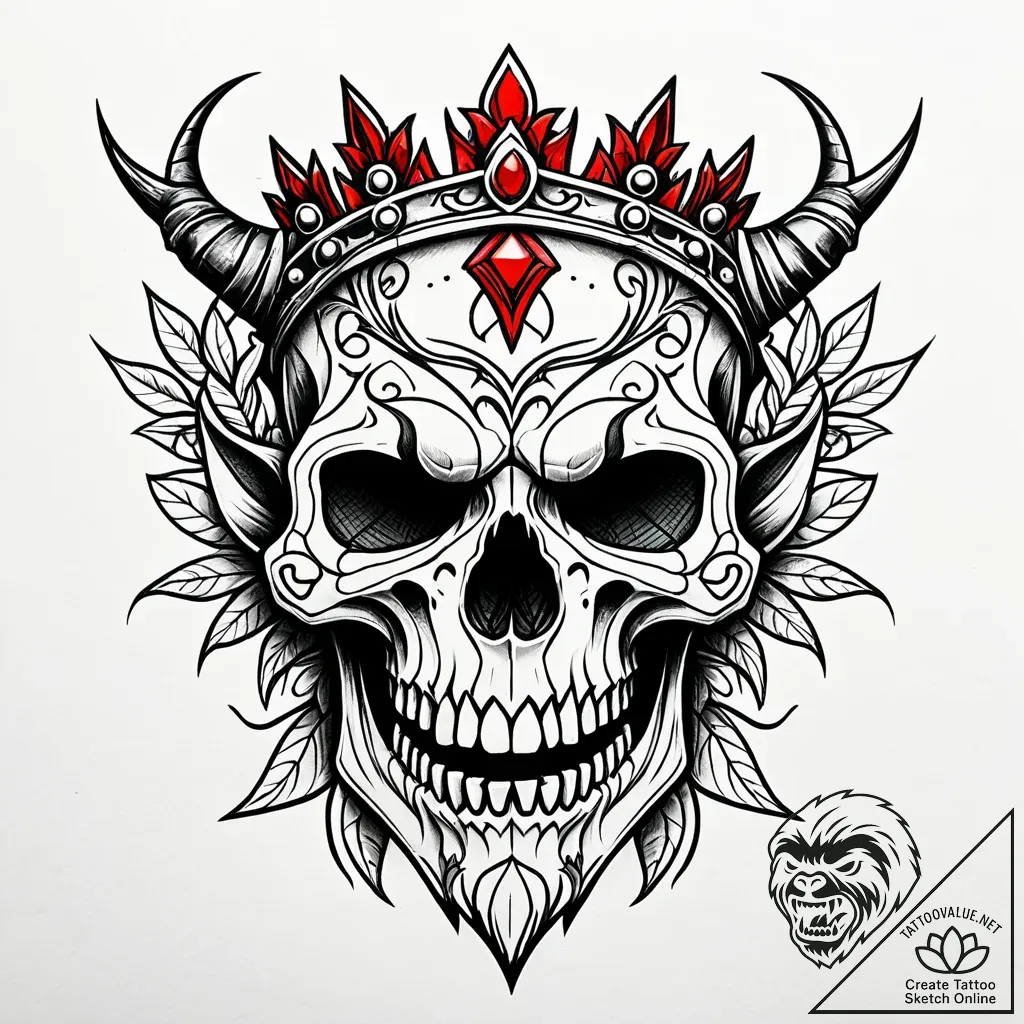 Orc skull crowned in vines, tattoo sketch des... - style Jaeger Simple - tattoo sketch (14.11.2025 06:42)
