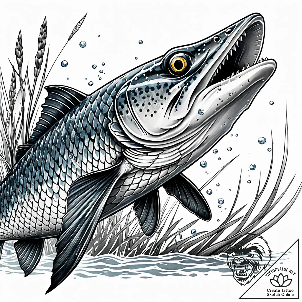 Pike - style Jaeger Simple - tattoo sketch (14.11.2025 07:02)