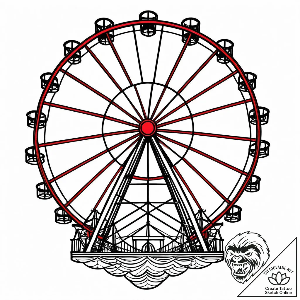 Ferris wheel, artistic tattoo sketch, on a cl... - style Jaeger Mini - tattoo sketch (14.11.2025 07:07)