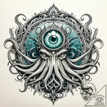 Kraken eye beneath frozen sea, tattoo sketch… – style Jaeger Simple – tattoo sketch (14.11.2025 07:22)