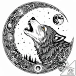 Lone wolf howling at a shattered moon, tattoo… – style Jaeger Mini – tattoo sketch (14.11.2025 07:27)