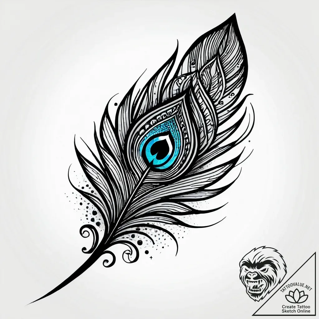 Peacock feather with the "eye" being a tiny,... - style Jagger Old - tattoo sketch (14.11.2025 07:32)