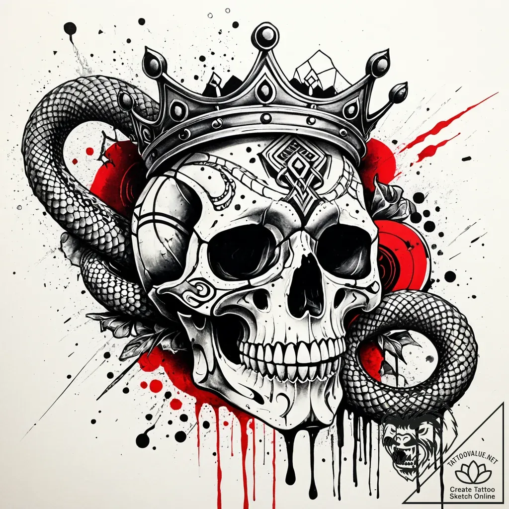 Hidden serpent crowned in bone, concept art f... - style Jaeger Simple - tattoo sketch (14.11.2025 07:42)