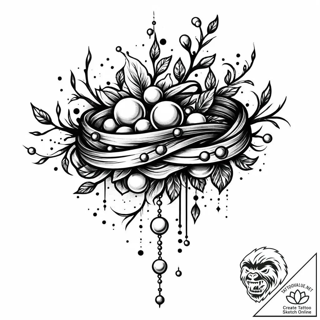 Pearl bracelet beneath iron roots, concept ar... - style Jaeger Mini - tattoo sketch (14.11.2025 07:47)