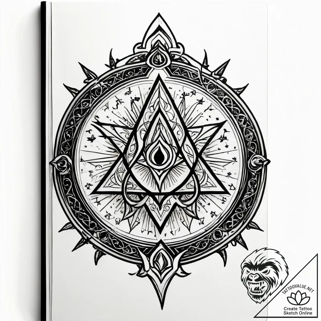 Grimoire (spellbook) with arcane symbols - style Jagger Old - tattoo sketch (14.11.2025 07:52)