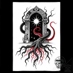 Venom roots beneath celestial gate, tattoo fl… – style Flux Inscriptions – tattoo sketch (14.11.2025 07:57)