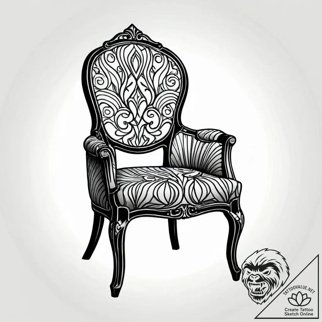 Mid-century modern chair, symbolizing classic... - style Jagger Old - tattoo sketch (14.11.2025 08:12)
