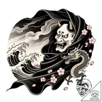 Black silk fluttering in storm, ink illustrat… – style Flux Inscriptions – tattoo sketch (14.11.2025 08:17)