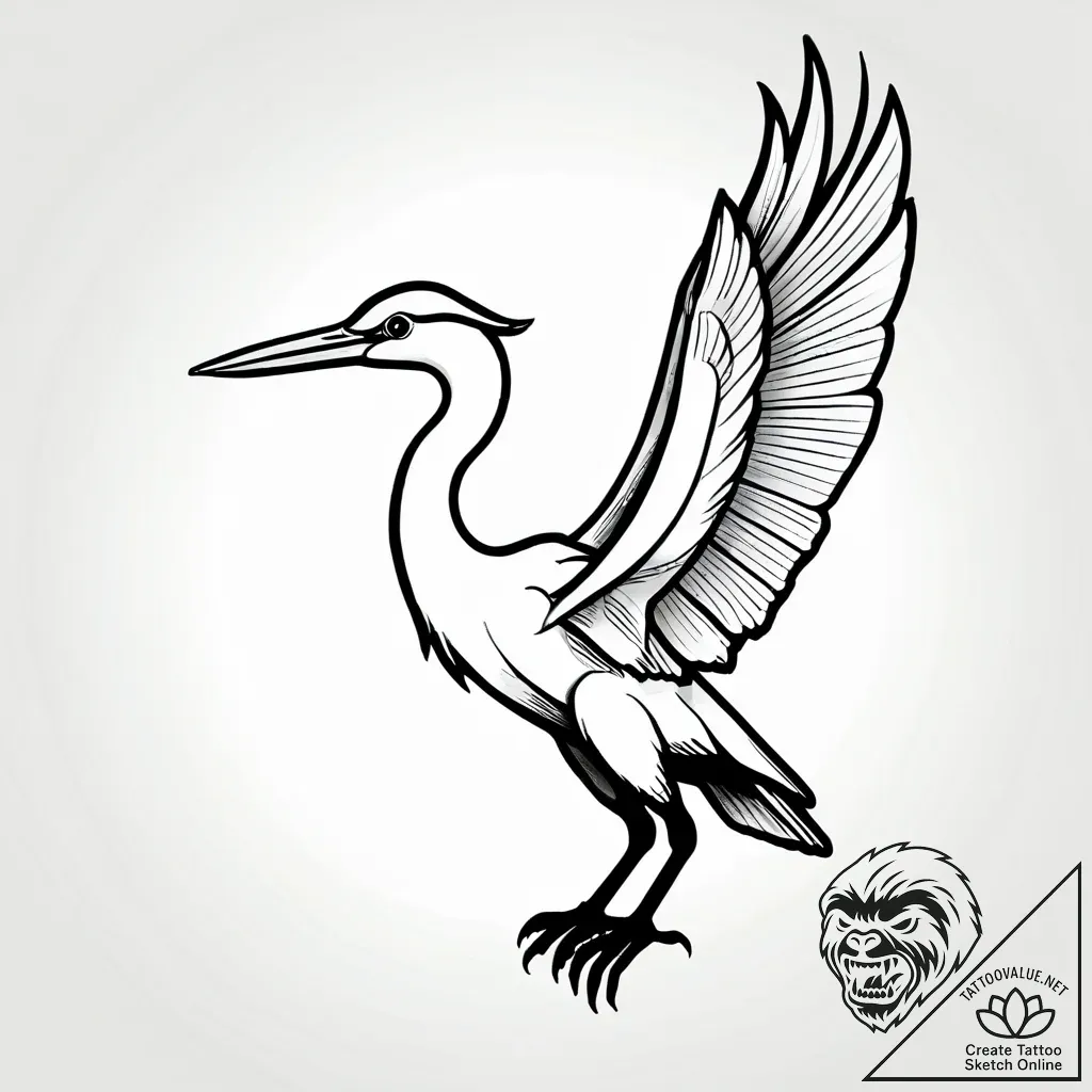 Heron, standing still and patient in the wate... - style Jagger Old - tattoo sketch (14.11.2025 08:32)