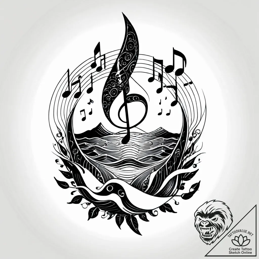 Tat tattoo sketch, musical notes transforming... - style Jagger Old - tattoo sketch (14.11.2025 08:52)