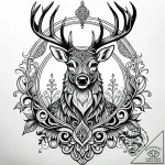 Deer, tattoo drawing outline, black and white… – style Jaeger Simple – tattoo sketch (14.11.2025 09:02)