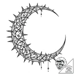 Barbed crescent hanging in sky, tattoo drawin… – style Jaeger Mini – tattoo sketch (14.11.2025 09:07)