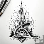 Mirror serpent beneath shattered spire, tatto… – style Jaeger Simple – tattoo sketch (14.11.2025 09:42)