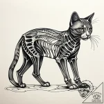 Black cat with a skeleton visible as a shimme… – style Jaeger Simple – tattoo sketch (14.11.2025 10:02)