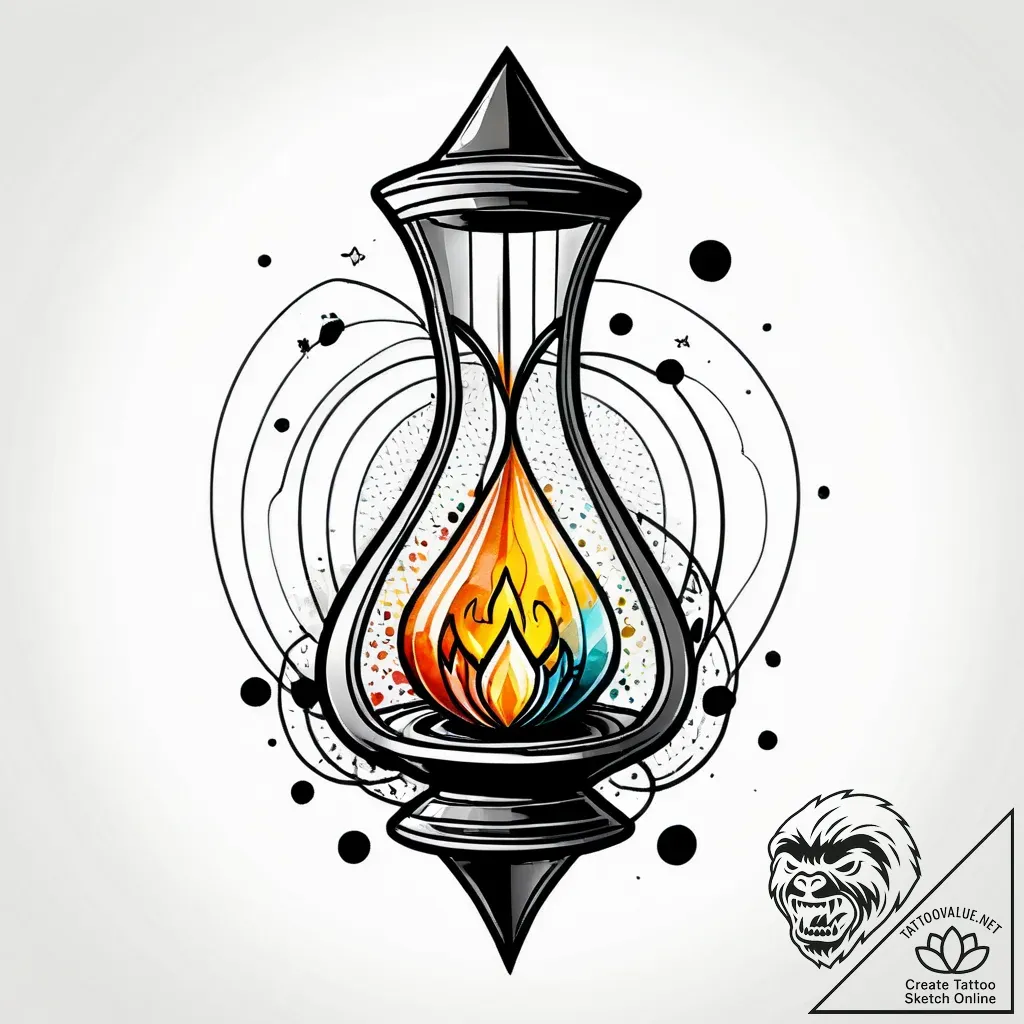 Atomic explosion in hourglass, artistic tatto... - style Jagger Old - tattoo sketch (14.11.2025 10:11)