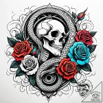 Noble serpent through spectral bloom, tattoo… – style Jaeger Simple – tattoo sketch (14.11.2025 10:22)