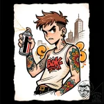 Tat tattoo sketch, rebellious youth with spra… – style Flux Inscriptions – tattoo sketch (14.11.2025 10:37)