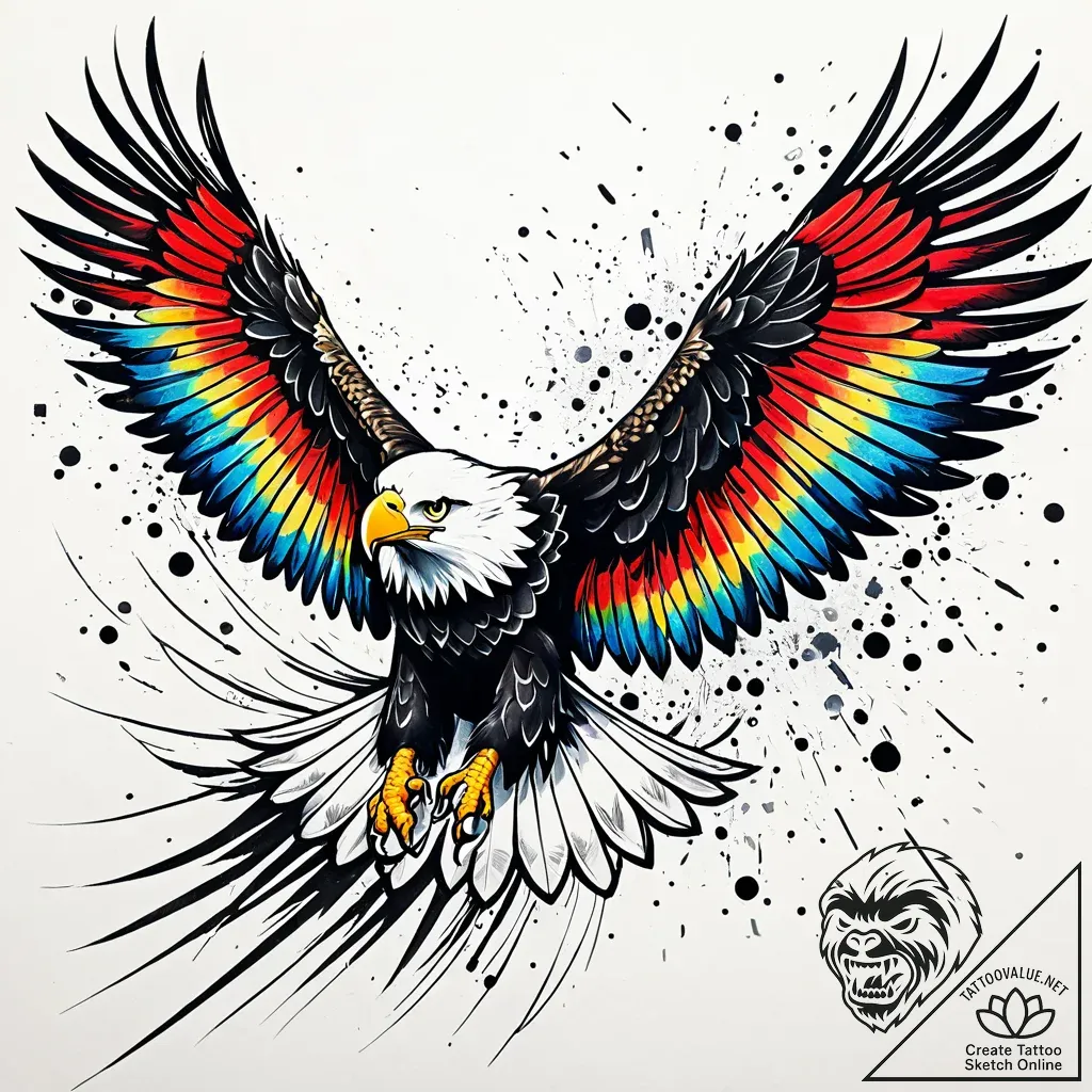 Tattoo sketch, soaring eagle with extended wi... - style Jaeger Simple - tattoo sketch (14.11.2025 10:42)