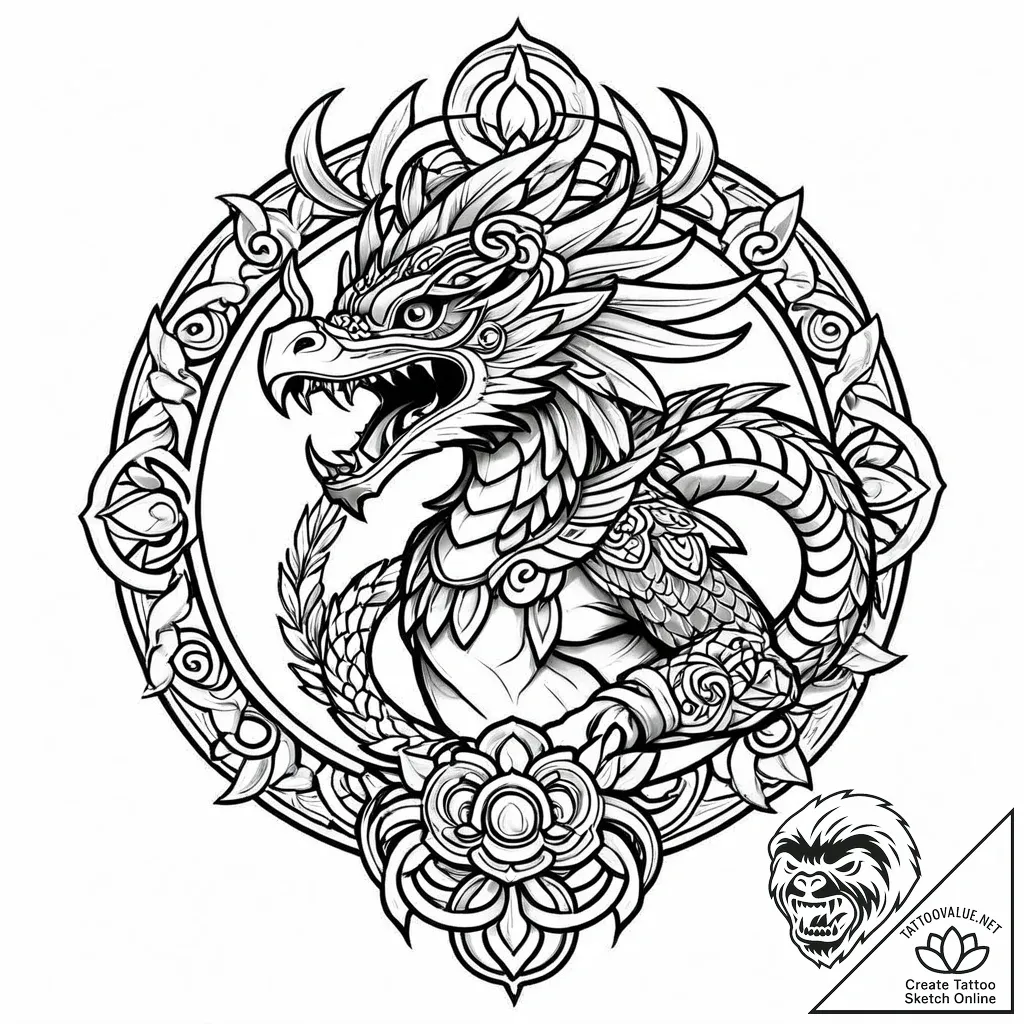 Quetzalcoatl, tattoo drawing outline, clean l... - style Jaeger Mini - tattoo sketch (14.11.2025 10:47)