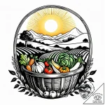 Tattoo sketch, farmer holding a basket overfl… – style Jagger Old – tattoo sketch (14.11.2025 10:52)