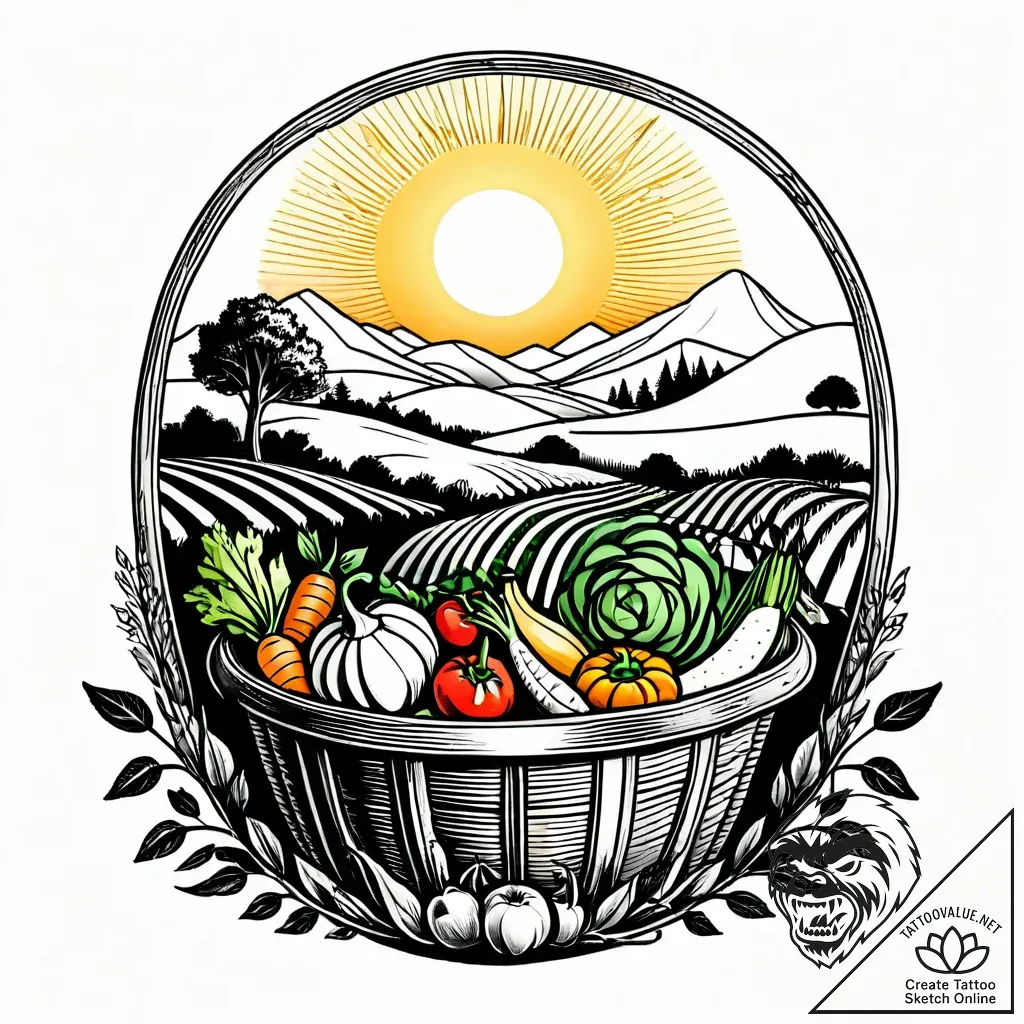 Tattoo sketch, farmer holding a basket overfl... - style Jagger Old - tattoo sketch (14.11.2025 10:52)