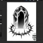 Thorned orb beneath spectral gate, tattoo fla… – style Flux Inscriptions – tattoo sketch (14.11.2025 10:57)