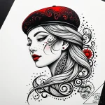Beret, tattoo flash sheet design, masterpiece… – style Jaeger Simple – tattoo sketch (14.11.2025 11:02)