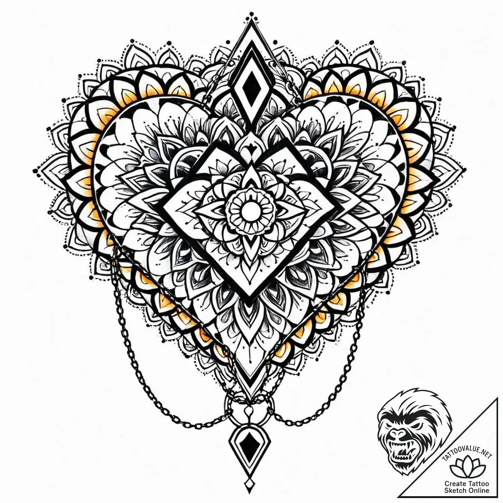 Black heart wrapped in chains, artistic tatto... - style Jaeger Mini - tattoo sketch (14.11.2025 11:06)