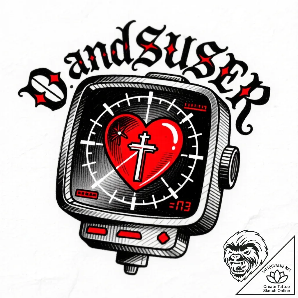 Radar screen with a heart on the blip, concep... - style Flux Inscriptions - tattoo sketch (14.11.2025 11:37)