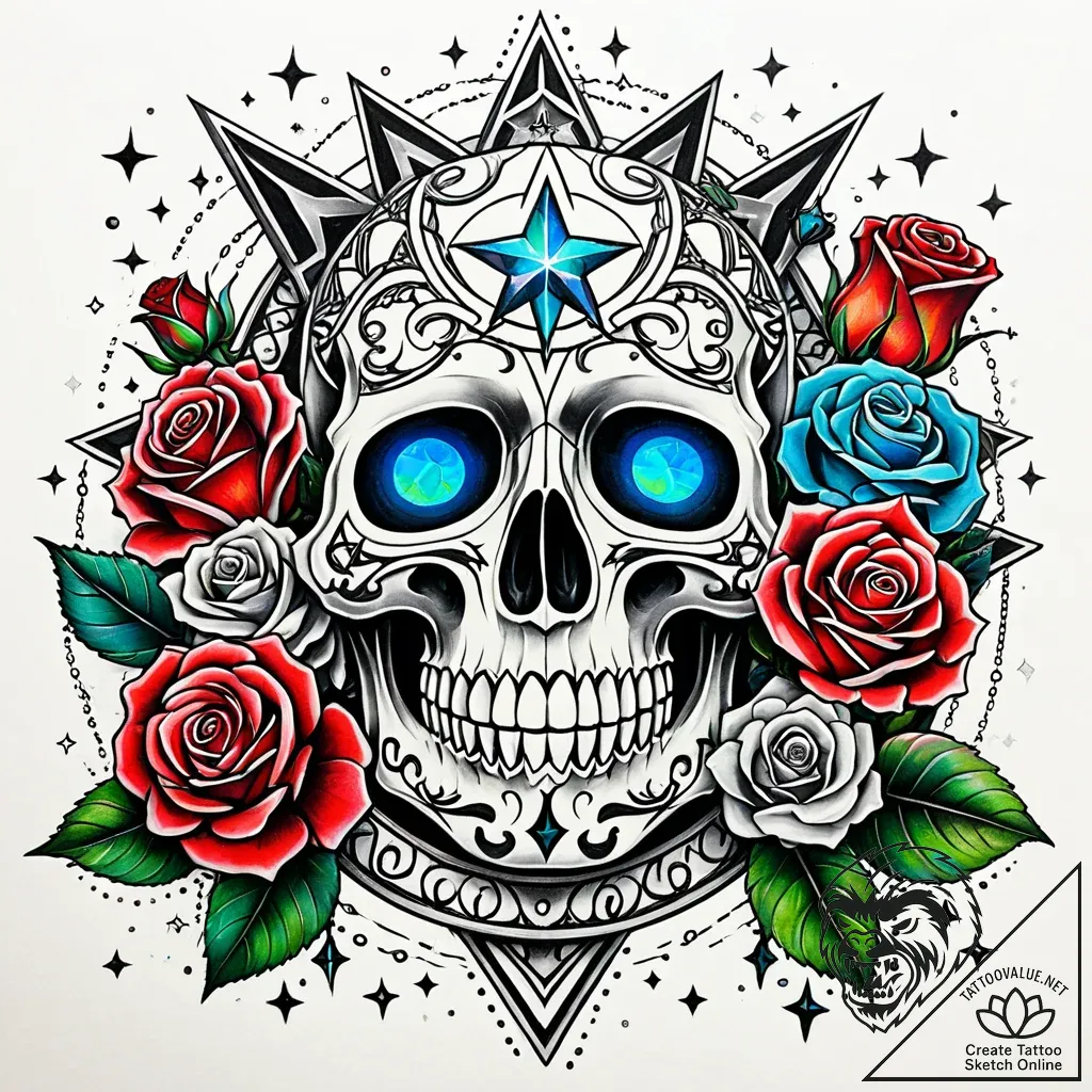 Opal chain winding through stars, concept art... - style Jaeger Simple - tattoo sketch (14.11.2025 11:42)