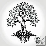 Frozen tree with skeletal roots, tattoo drawi… – style Jagger Old – tattoo sketch (14.11.2025 11:51)