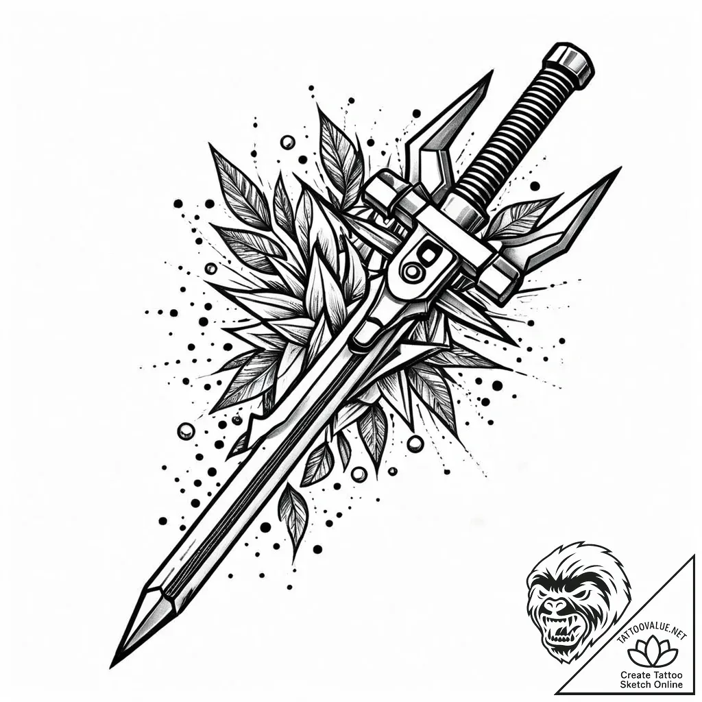 A powerful bolt cutter, strong,, concept art... - style Jaeger Mini - tattoo sketch (14.11.2025 12:06)