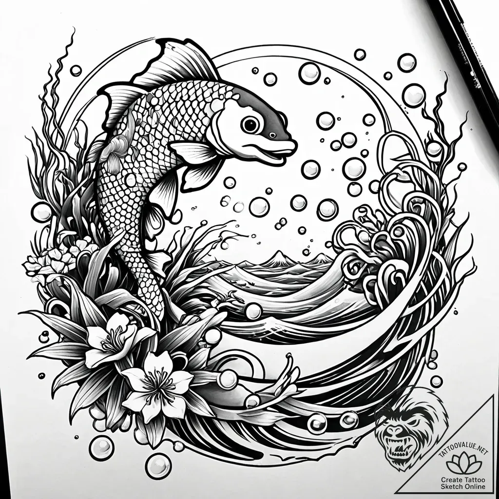 Eskizto, tattoo sketch, nemo with bubbles and... - style Jaeger Simple - tattoo sketch (14.11.2025 12:22)