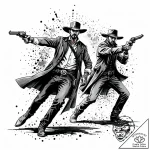 Wild west gunslinger duel, ink illustration f… – style Jaeger Mini – tattoo sketch (14.11.2025 12:26)