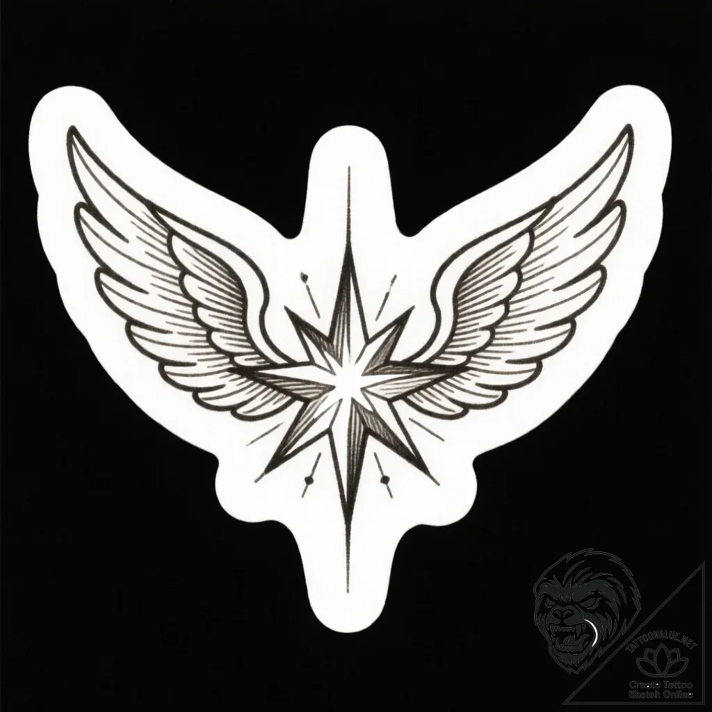 Jungle wings devouring starlight, tattoo flas... - style Flux Inscriptions - tattoo sketch (14.11.2025 12:37)