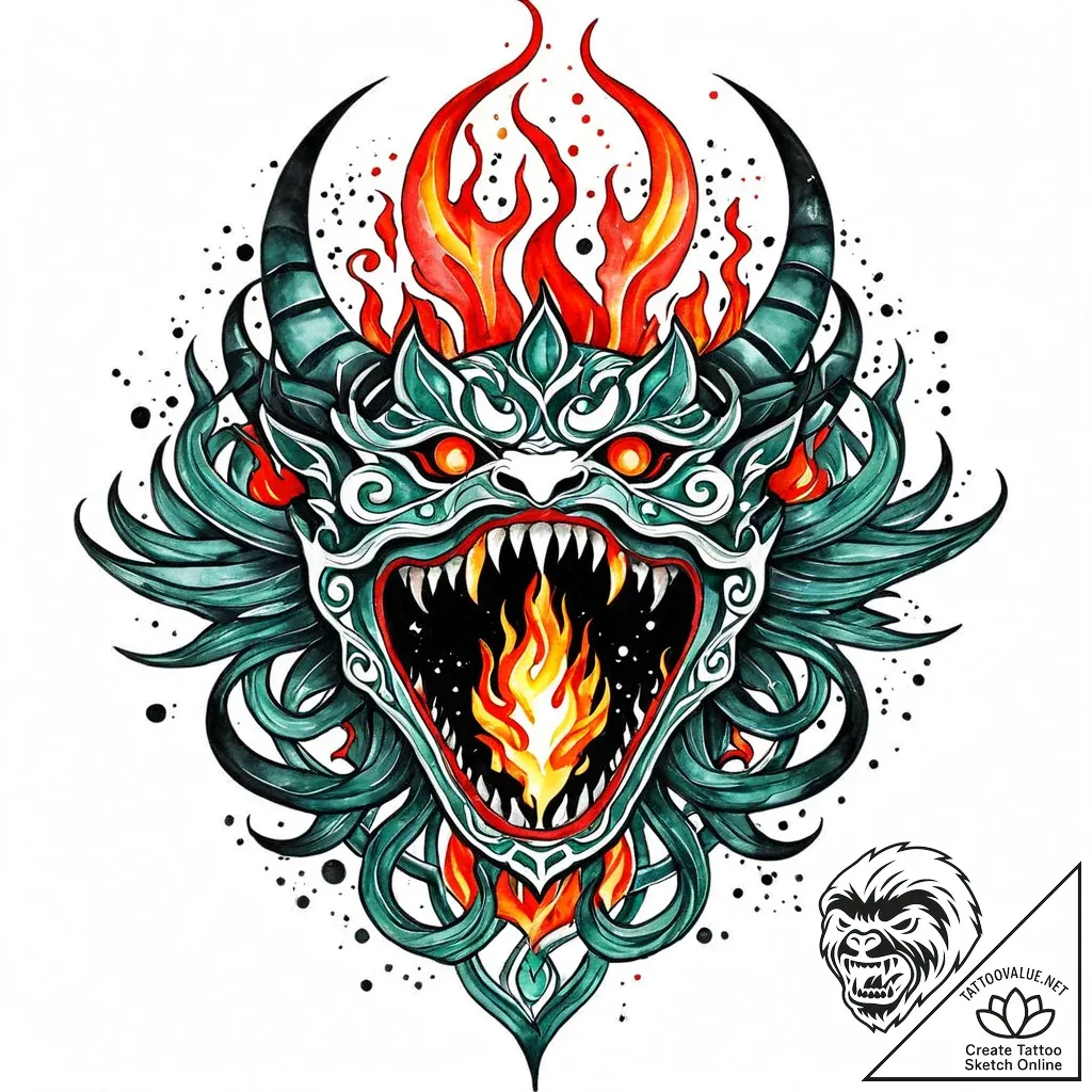 Jade relic devouring celestial flame, artisti... - style Jaeger Mini - tattoo sketch (14.11.2025 12:47)