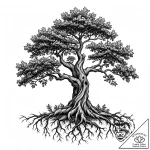 Two oak trees with entwined roots that connec… – style Jaeger Mini – tattoo sketch (14.11.2025 12:48)
