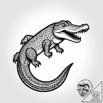Crocodile with glowing hieroglyphs on its sca… – style Jagger Old – tattoo sketch (14.11.2025 12:51)